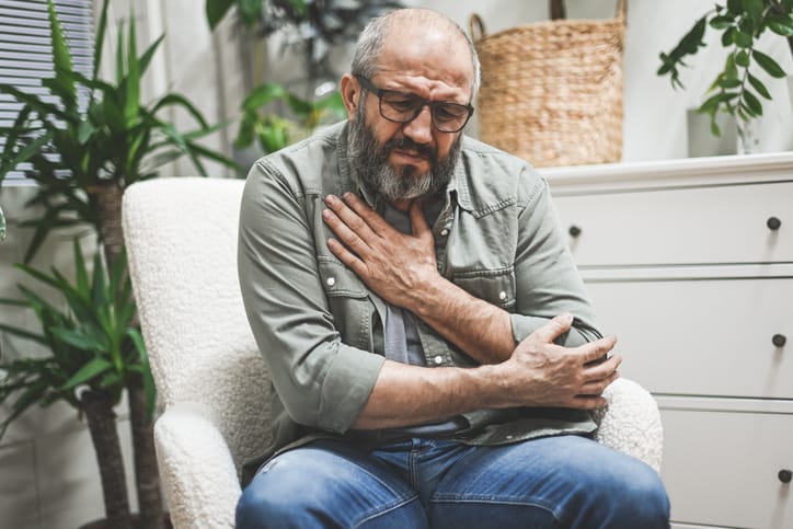 Photo shows man out of breath